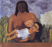 Frida Kahlo Kahlo painted herself in my Nurse and i in the arms of an Indian wetnurse oil painting
